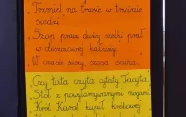 plakat przedstawiający ,,Łamańce językowe 