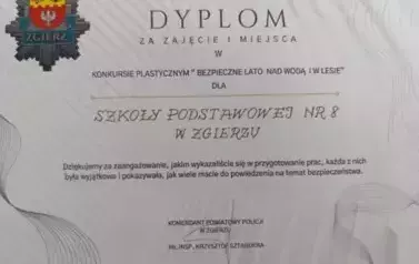 Dyplom za zajęcie I miejsca w etapie powiatowym