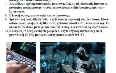 praca uczennicy, kt&oacute;ra przedstawia 10 punkt&oacute;w przeciwdziałania cyberprzemocy