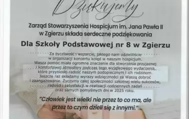 Podziękowanie z Hospicjum