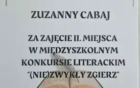Dyplom za zajęcie IImiejsca w Międzyszkolnym Konkursie Literackim