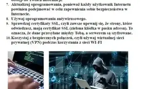 praca uczennicy, kt&oacute;ra przedstawia 10 punkt&oacute;w przeciwdziałania cyberprzemocy