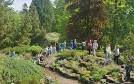 Dzieci zwiedzają arboretum