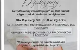 Podziękowanie z Hospicjum