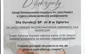Podziękowanie z Hospicjum