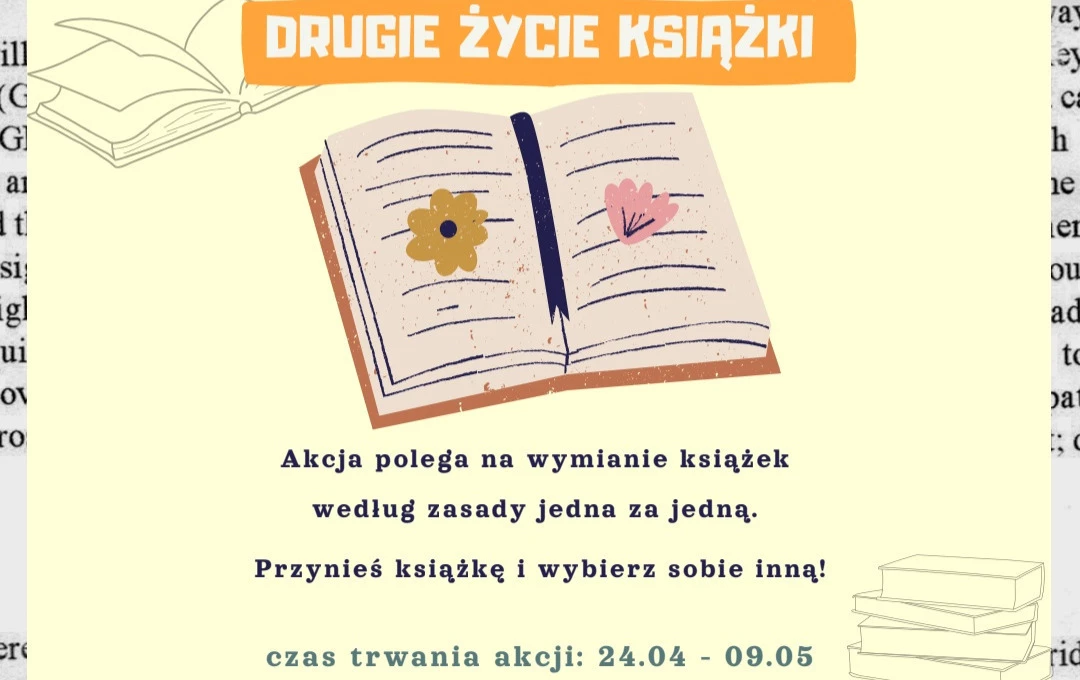 Plakat promujący akcję "Drugieżycie książek"