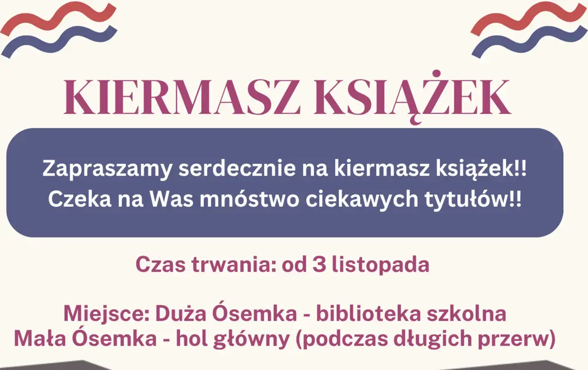 Zdjęcie przedstawia plakat promujący kiermasz książek