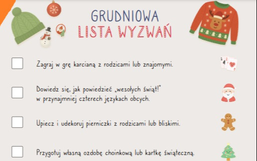 Grudniowa lista wyzwań dla uczniów SP8