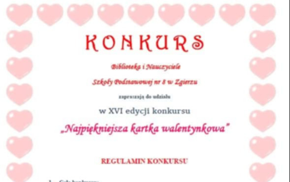regulamin konkursu walwntynkowego