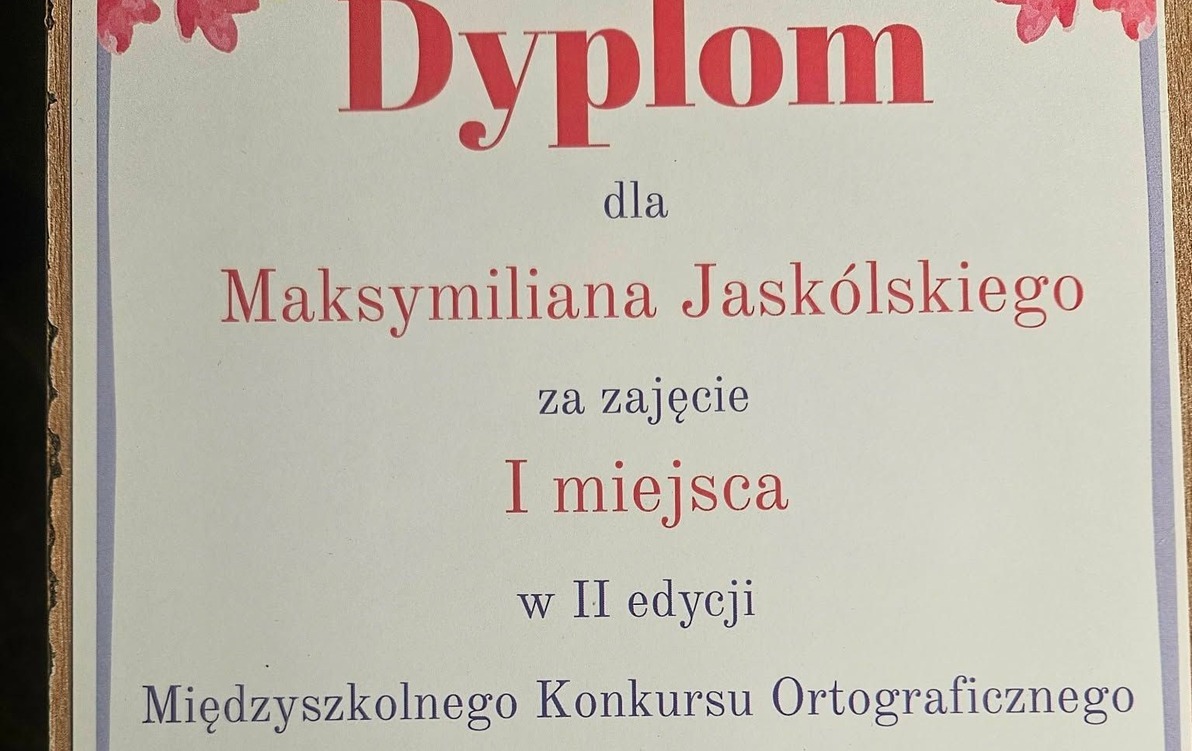 Dyplom z konkursu ortograficznego