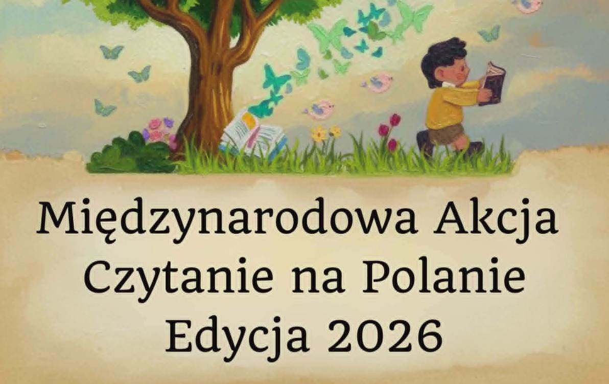 Fotografia przedstawia plakat promujący akcję czytelniczą Czytanie na Polanie 2026