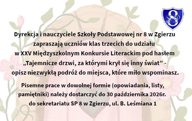 Plakat z regulaminem 25 Międzyszkolnego Konkursu Literackiego