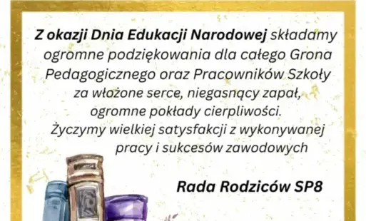 życzenia z okazji Dnia Edukacji Narodowej od Rady Rodziców